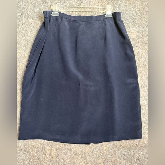 Talbots A-Line Skirt Women's Size 18 Blue Pure Silk Elastic Waist Knee-Length - Picture 1 of 6